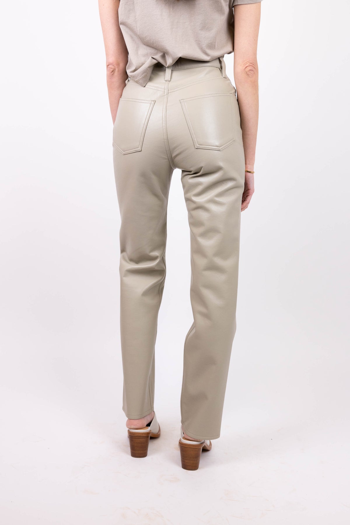 Agolde Recycled Leather 90's Pinch Waist Pants In Powder Size 30 NWT