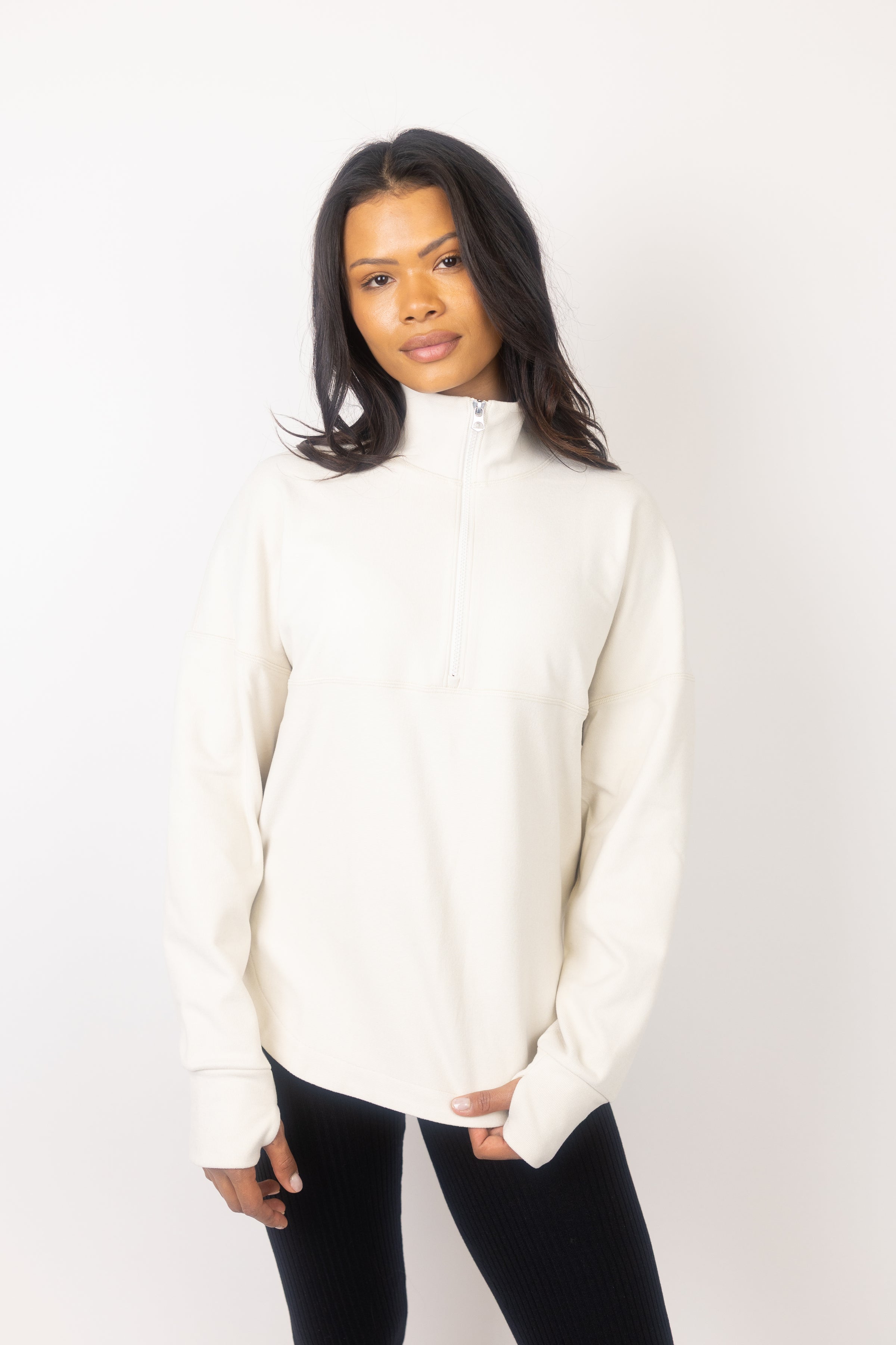 Varley Erina Half Zip Midlayer Cement Marl | cake