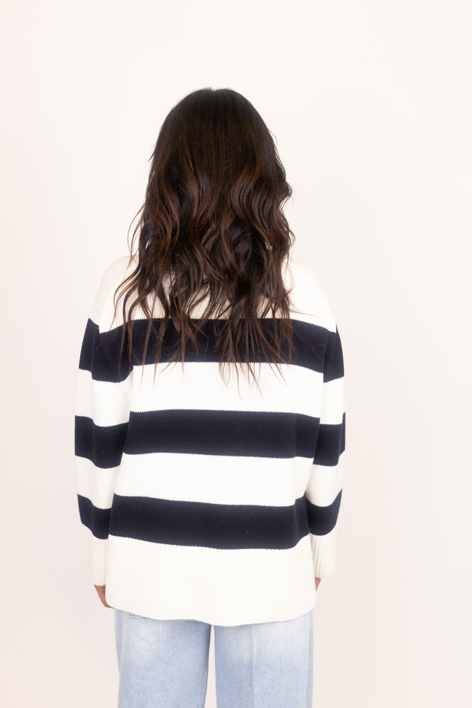 Oversized Striped Roll Neck Pullover