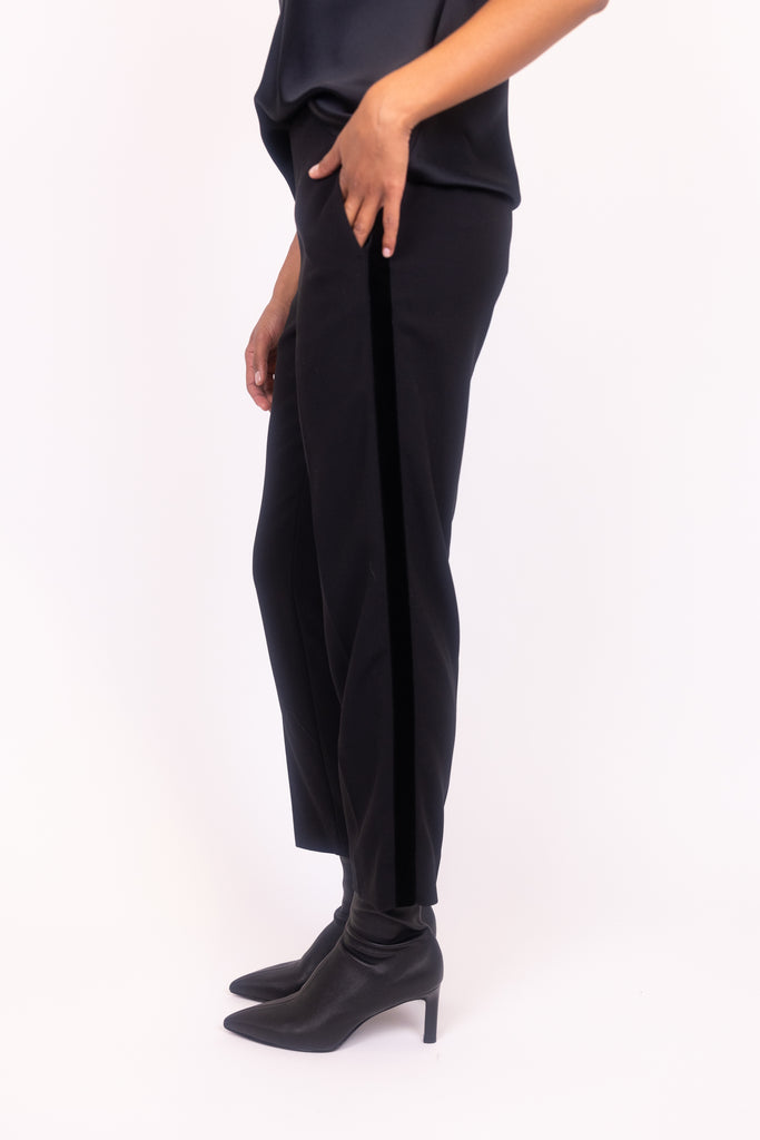 Mid Rise Velvet Strapping Pull On Pant