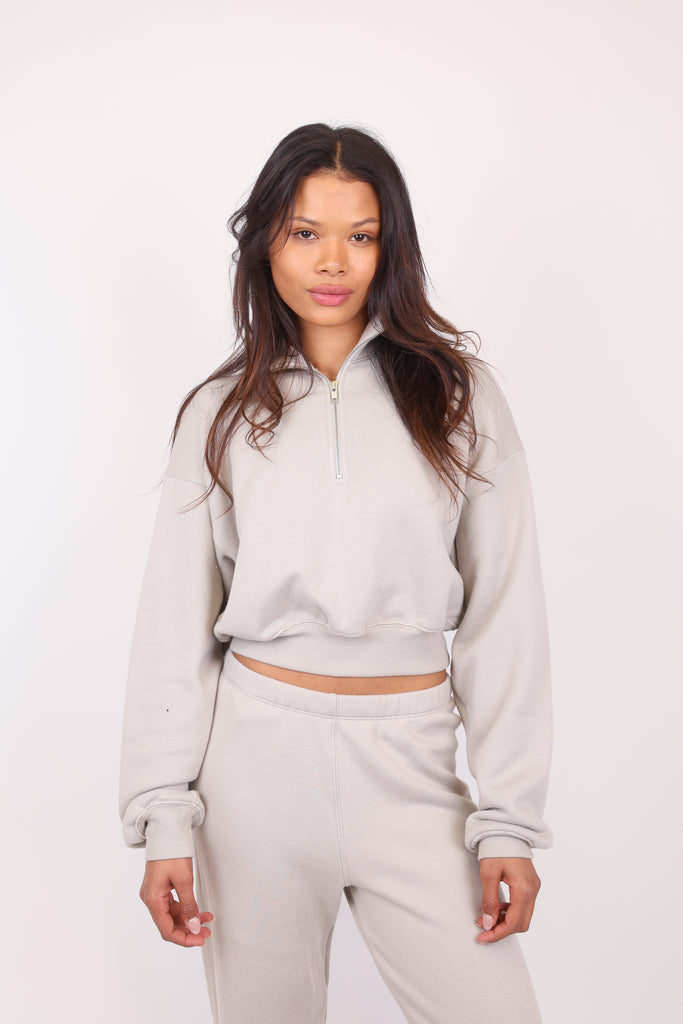 Cropped Half Zip Sweatshirt