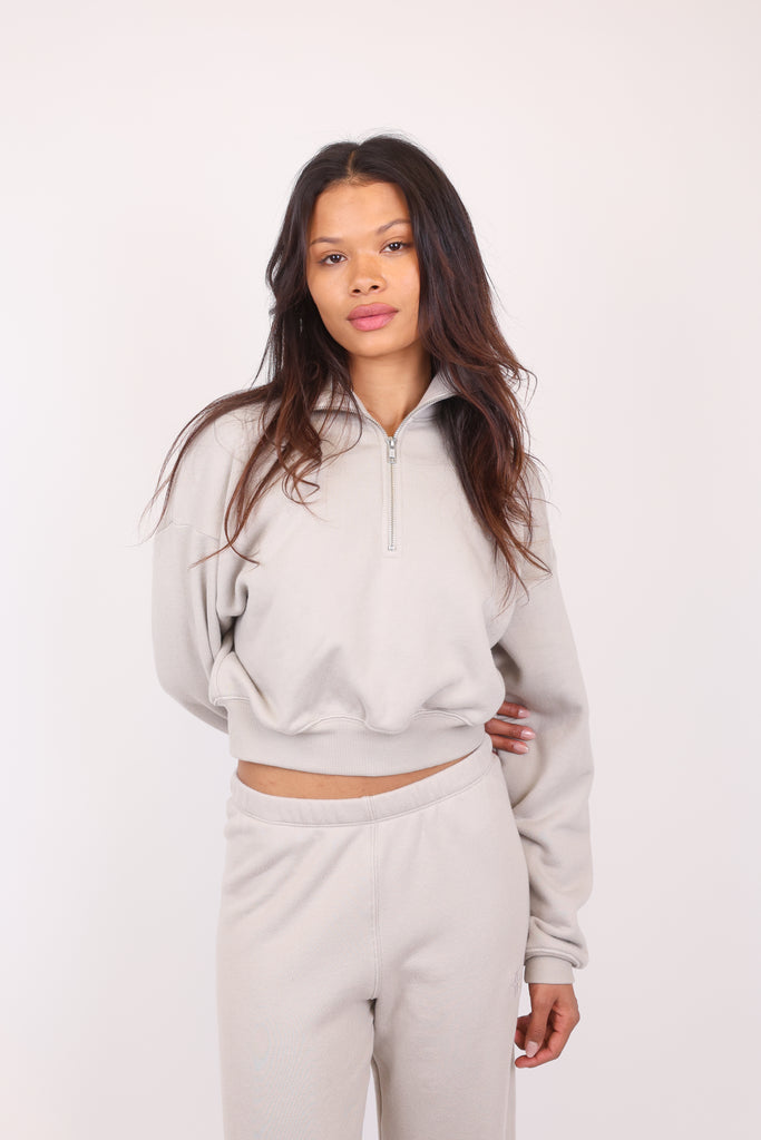 Cropped Half Zip Sweatshirt