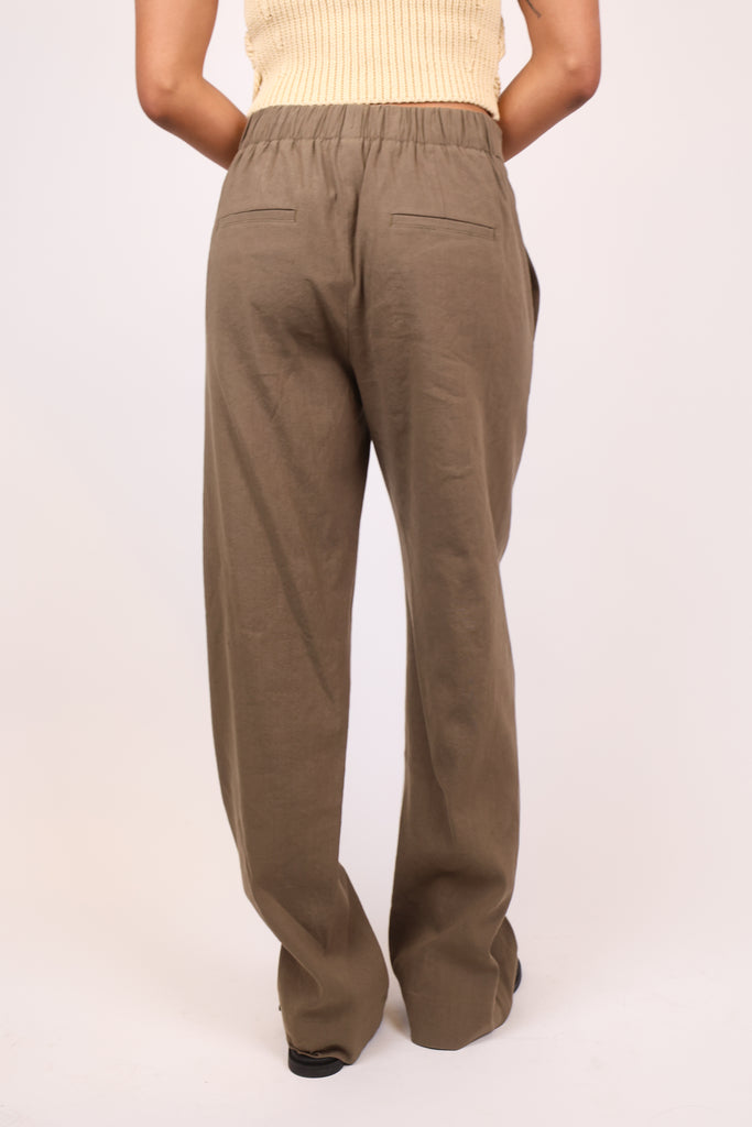 High Rise Pull On Linen Pant