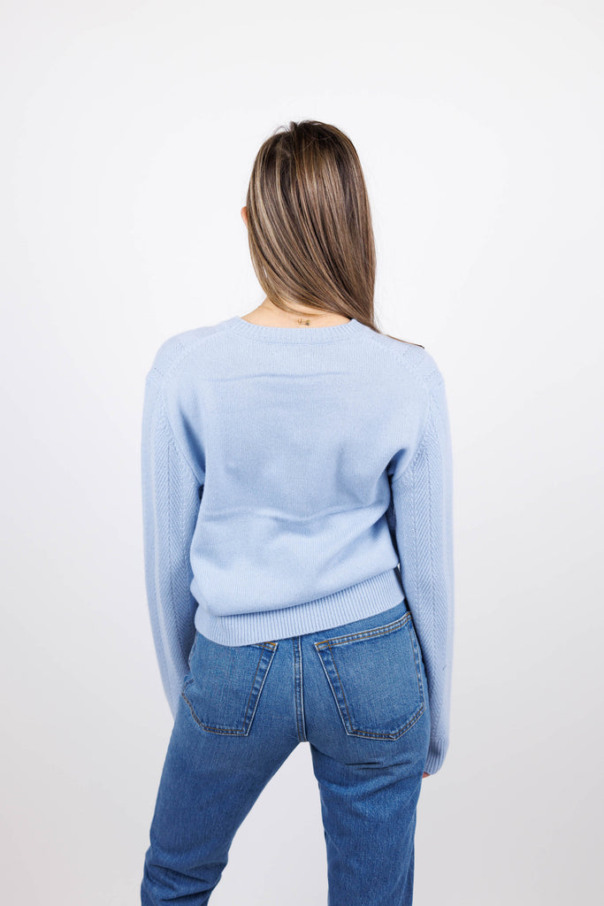Durham Herringbone Cashmere Crew