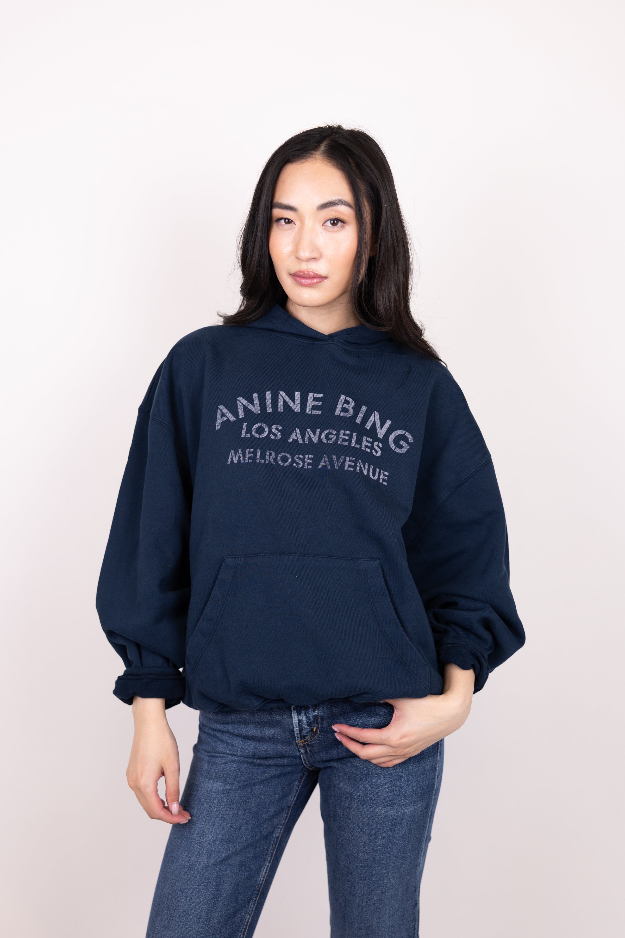 Anine Bing Harvey Sweatshirt Melrose Stencil Navy | cake