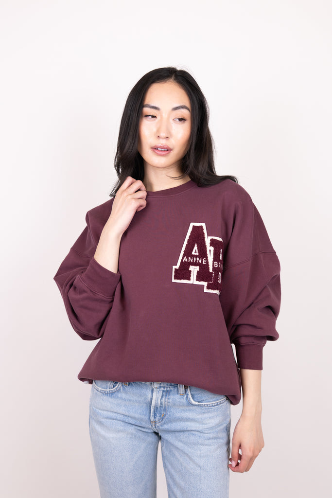Anine Bing Miles Sweatshirt Letterman Fig | cake