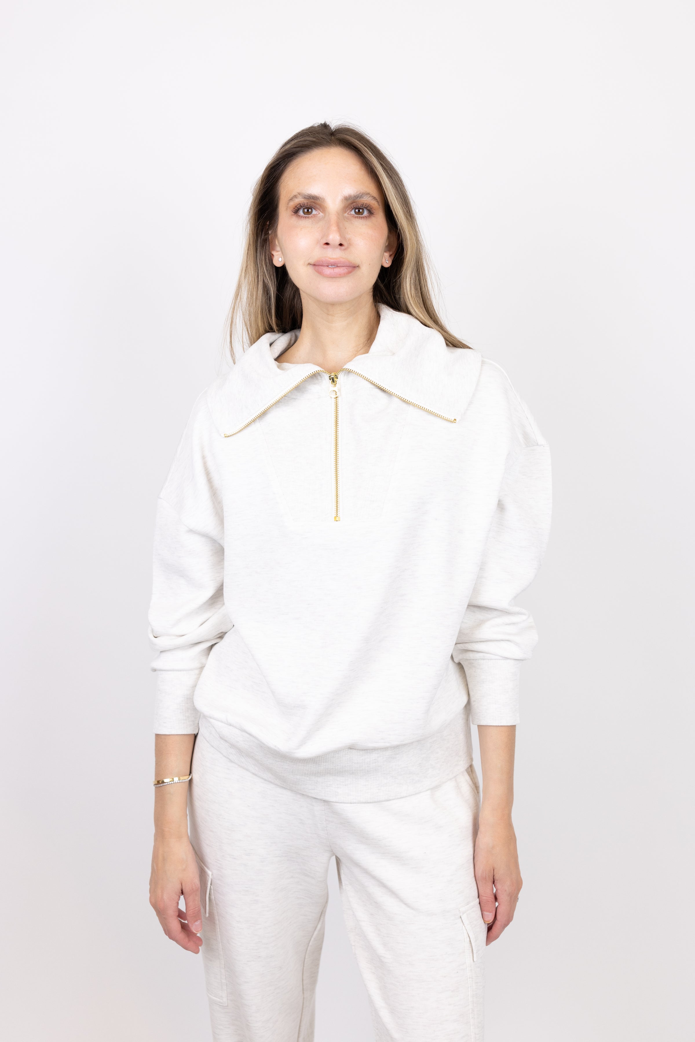 (取寄) バーリー レディース キャサリン ハーフ ジップ スウェット Varley women Catherine Half Zip Sweat Ivory Marl Varley Catherine Half Zip Sweat | cake