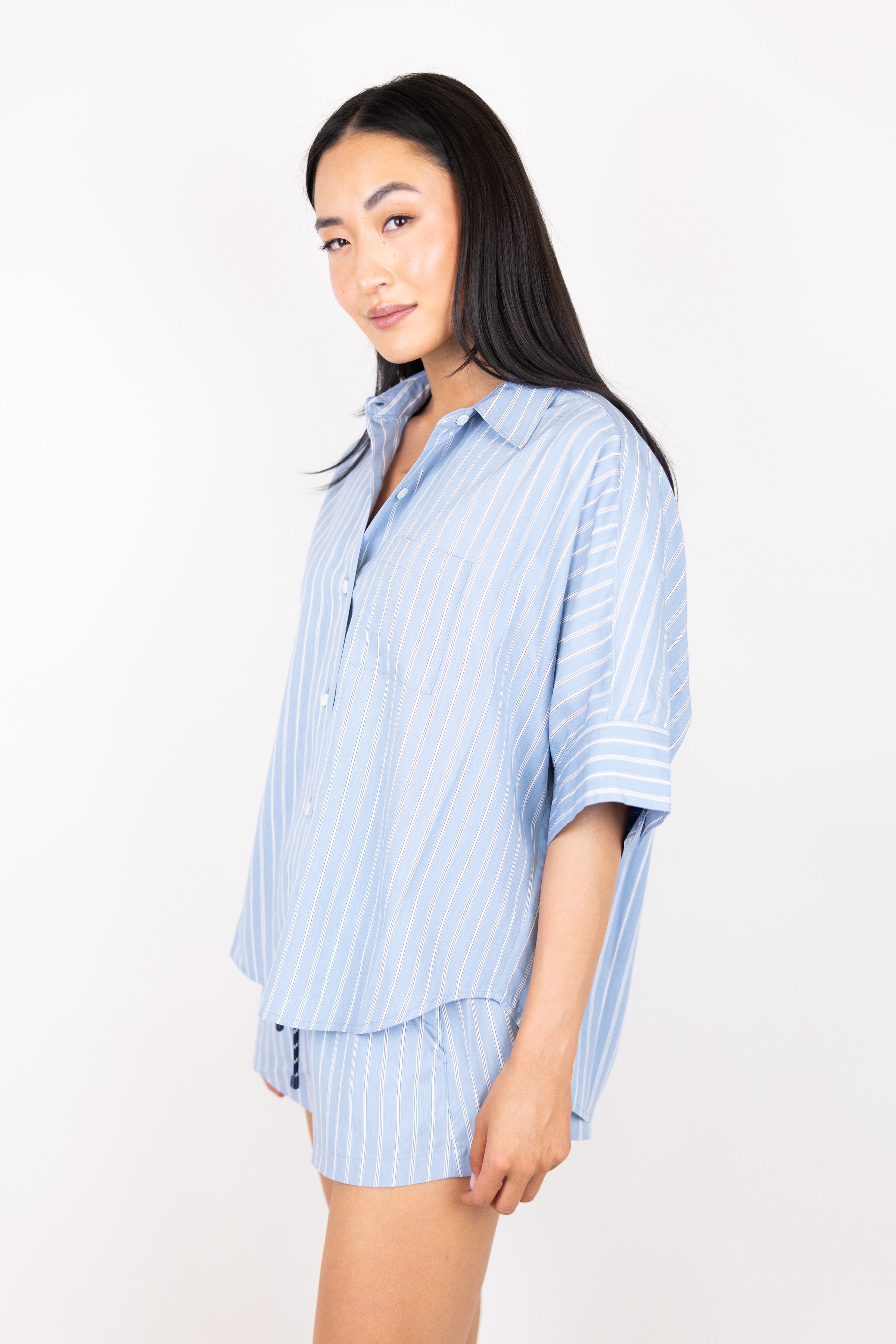 Citizens of Humanity Claire Origami Shirt Capri Stripe | cake