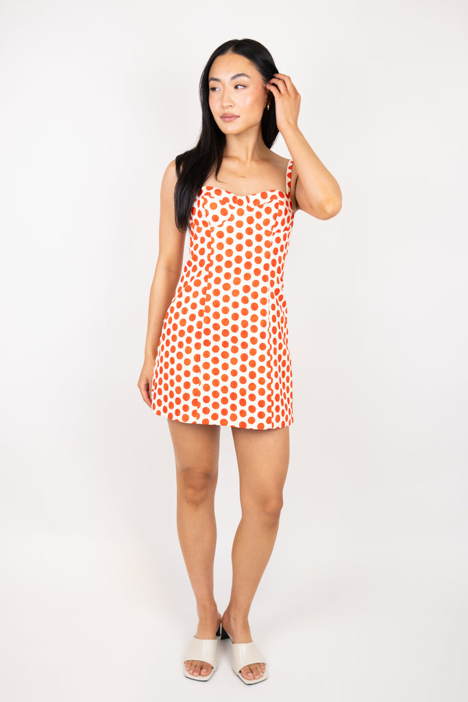 line and dot claudine dress Cara Cara Claudine Mini Dress Celeste Spot Red