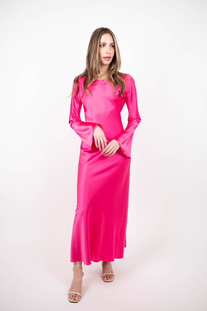 Long Sleeve Silk Dress