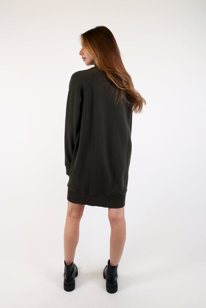 French Terry Garment Wash Mock Neck Dress