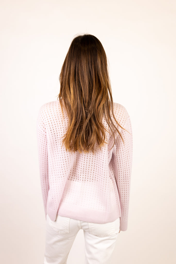 Cashmere Mesh Deep V-Neck Sweater