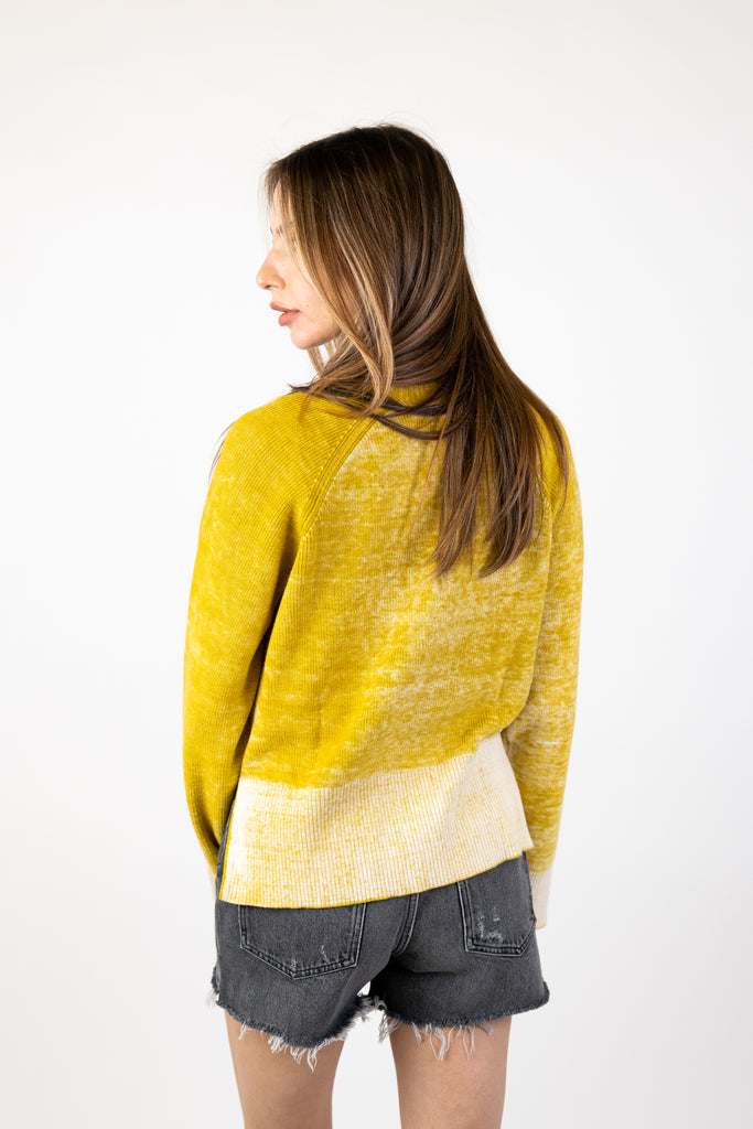Cotton Cashmere Reverse Print Raglan Sweater